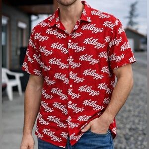🥣 Kellogg’s All Over Logo Button Up Shirt. 
Mens Large